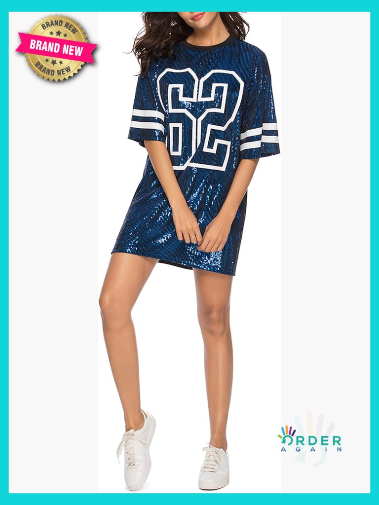 Sequin Short Sleeve Tee Funny Print Bodycon Party Top Pull On Crew Neck